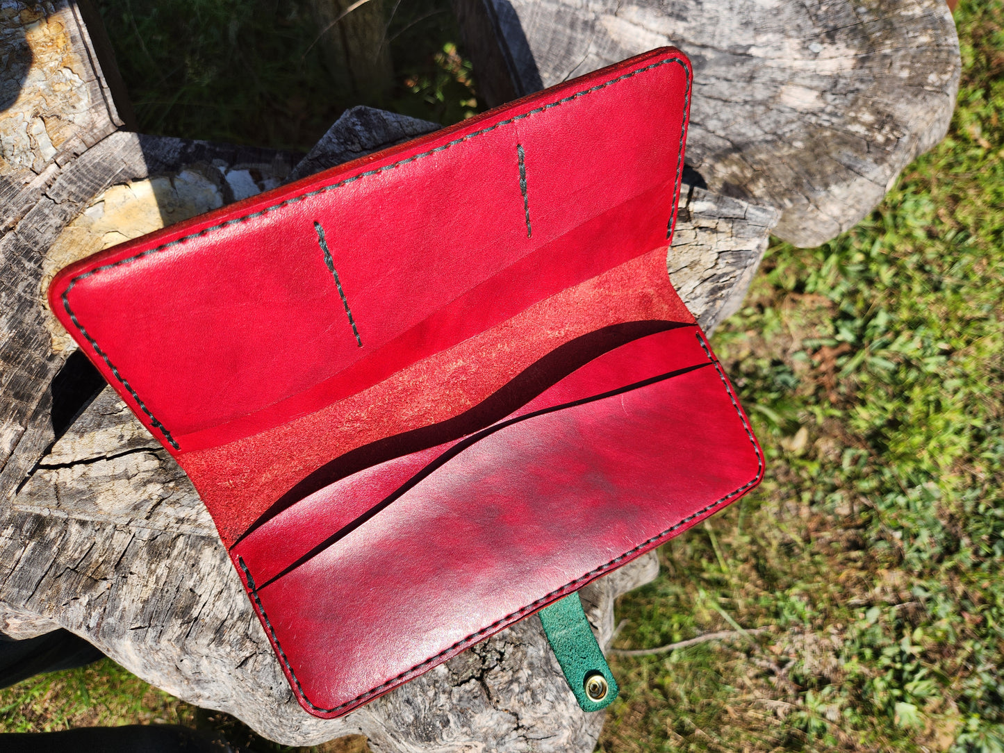 X-Large Leather Strawberry themed Wallet - MADE TO ORDER