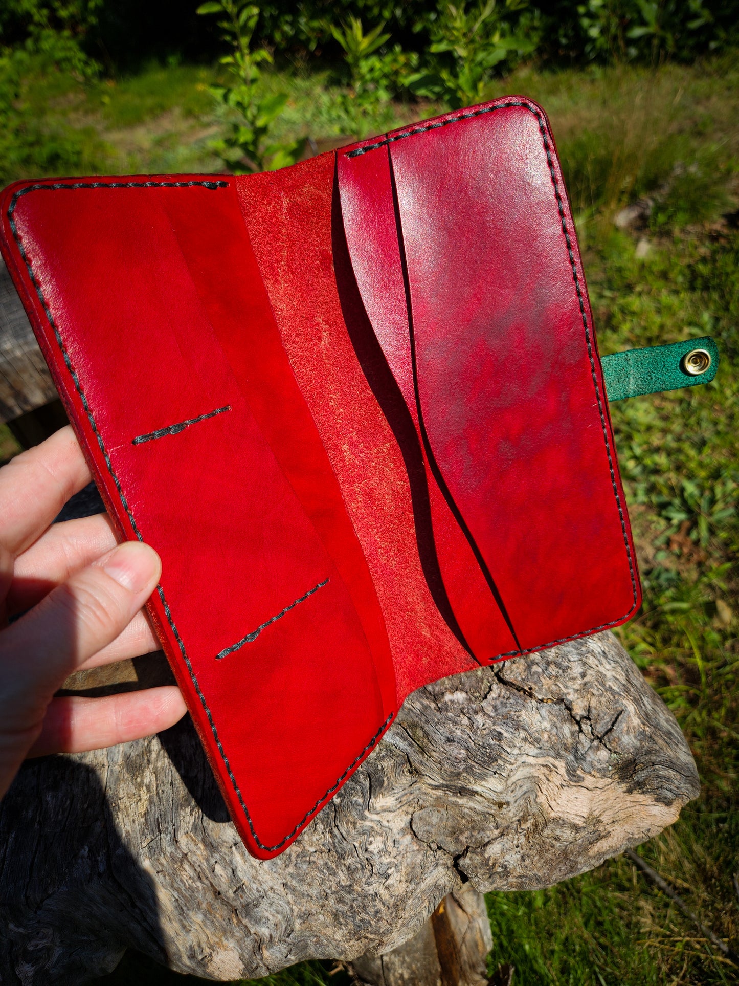 X-Large Leather Strawberry themed Wallet - MADE TO ORDER