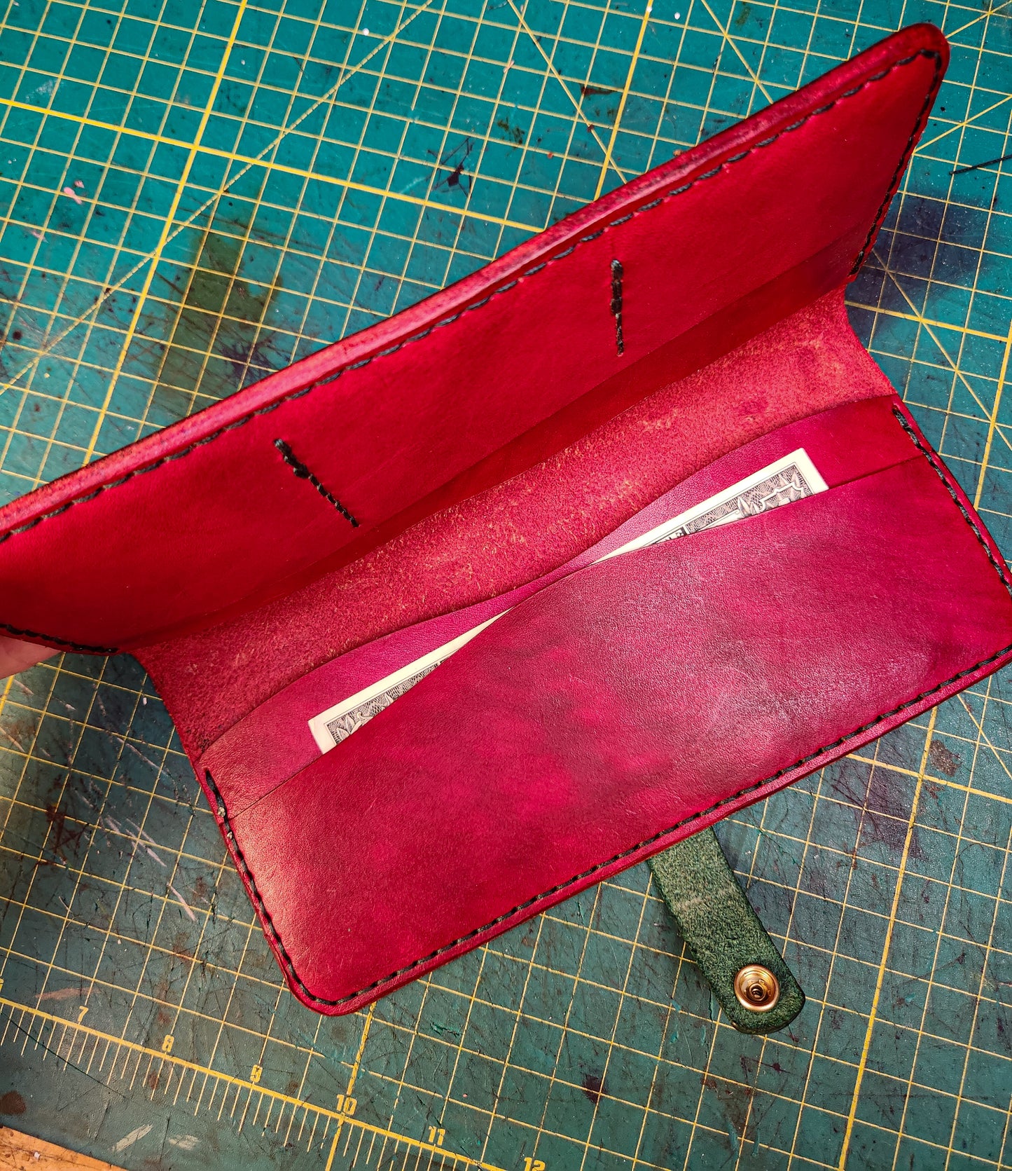 X-Large Leather Strawberry themed Wallet - MADE TO ORDER
