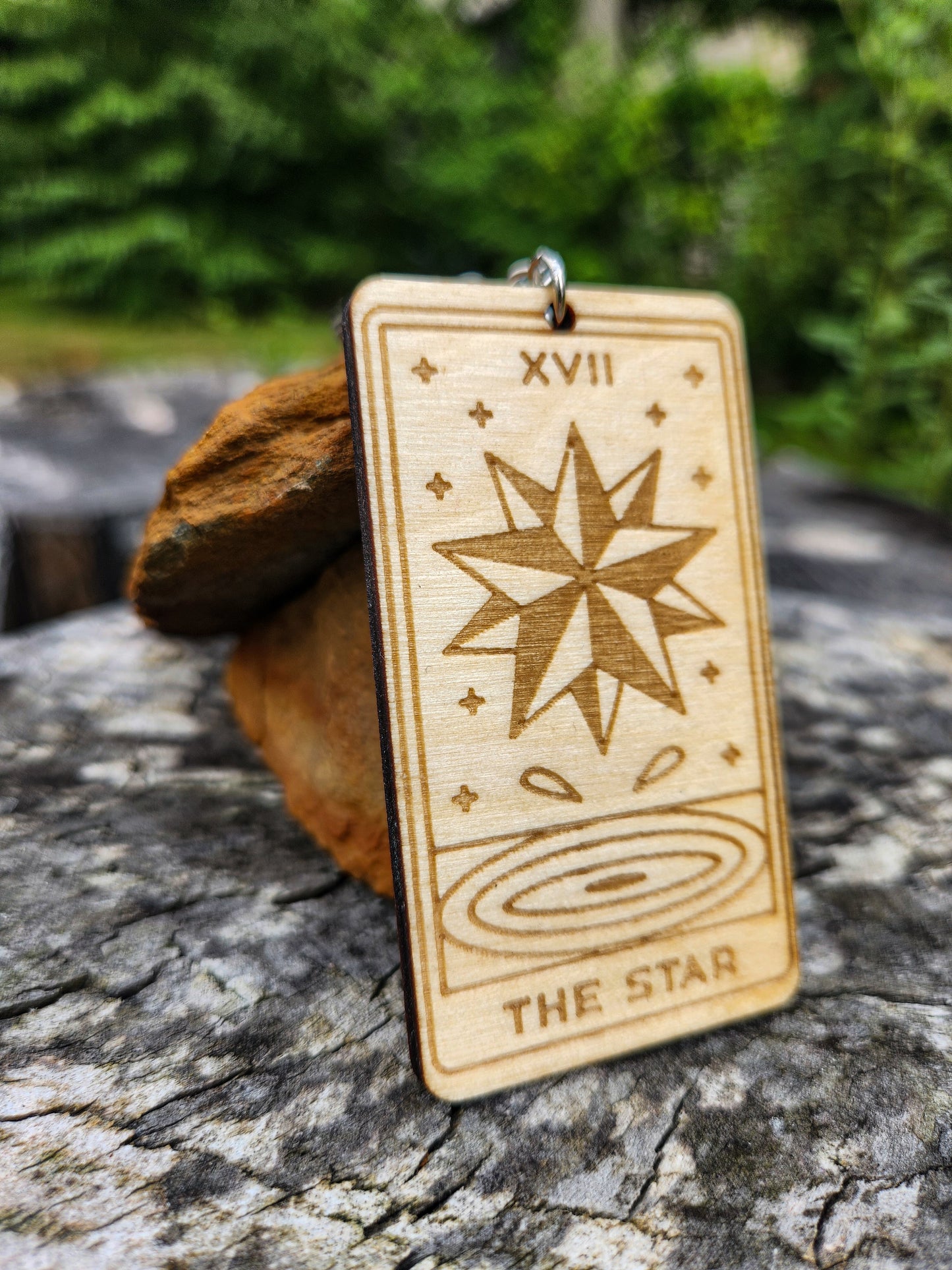 The Star Wooden Tarot Card Keychain