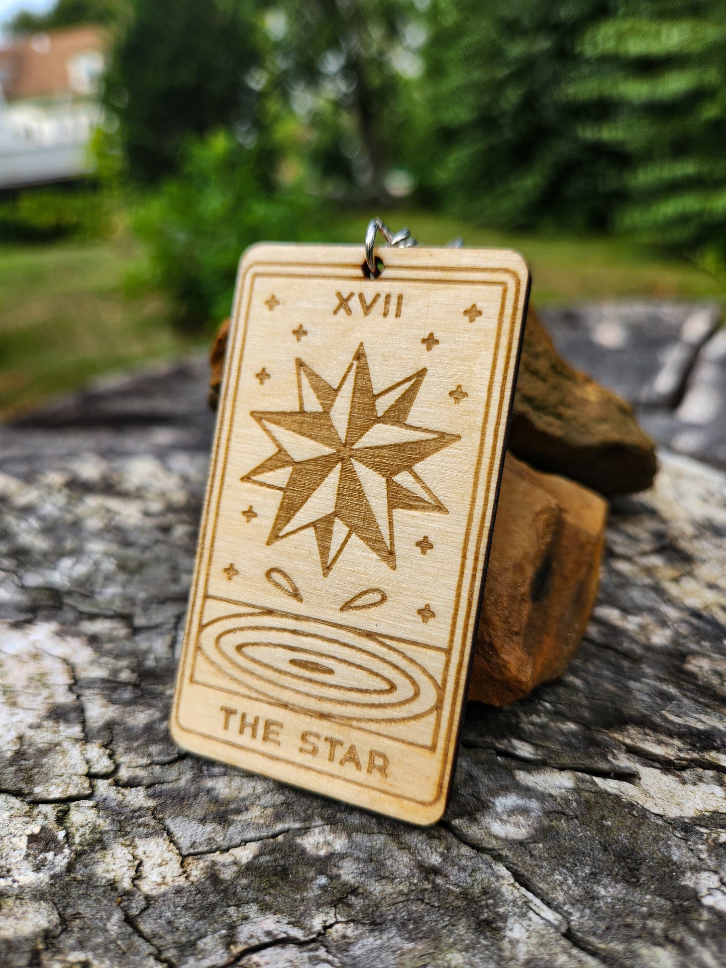 The Star Wooden Tarot Card Keychain