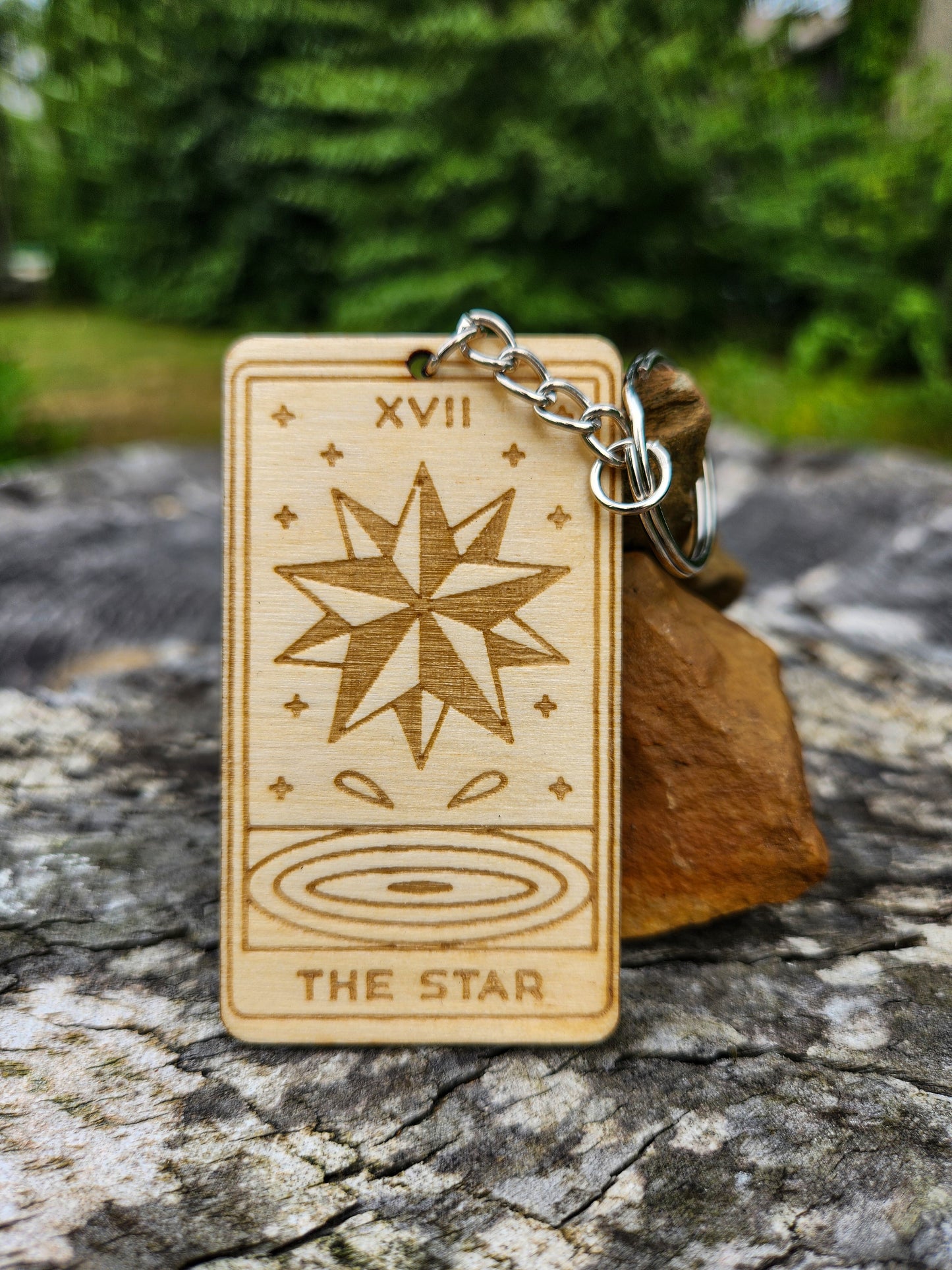The Star Wooden Tarot Card Keychain
