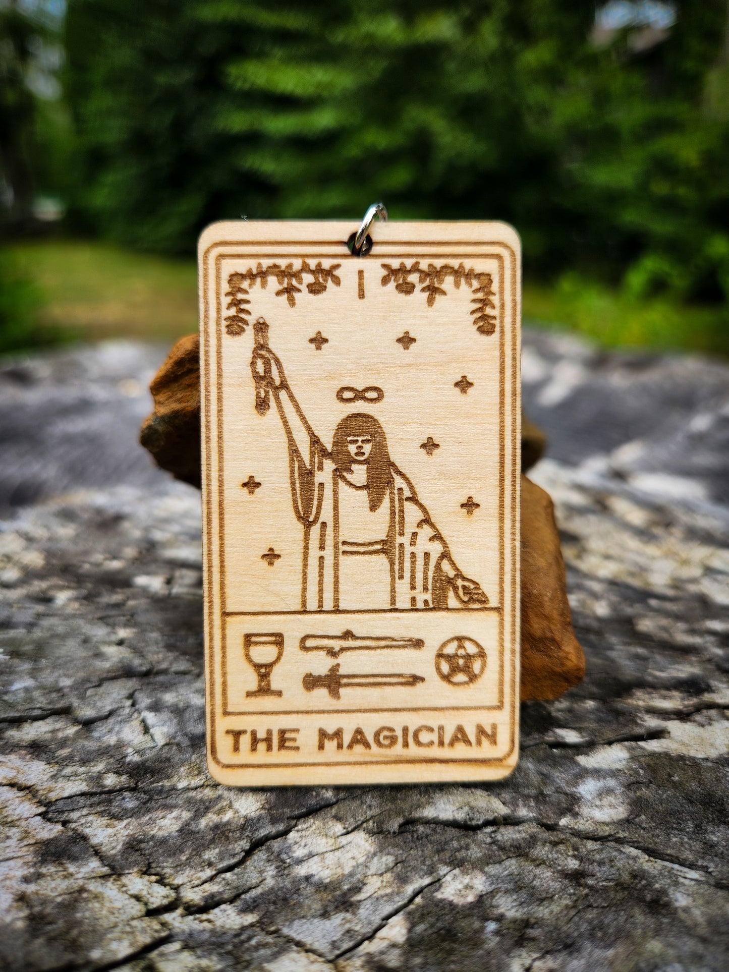 The Magician Wooden Tarot Card Keychain