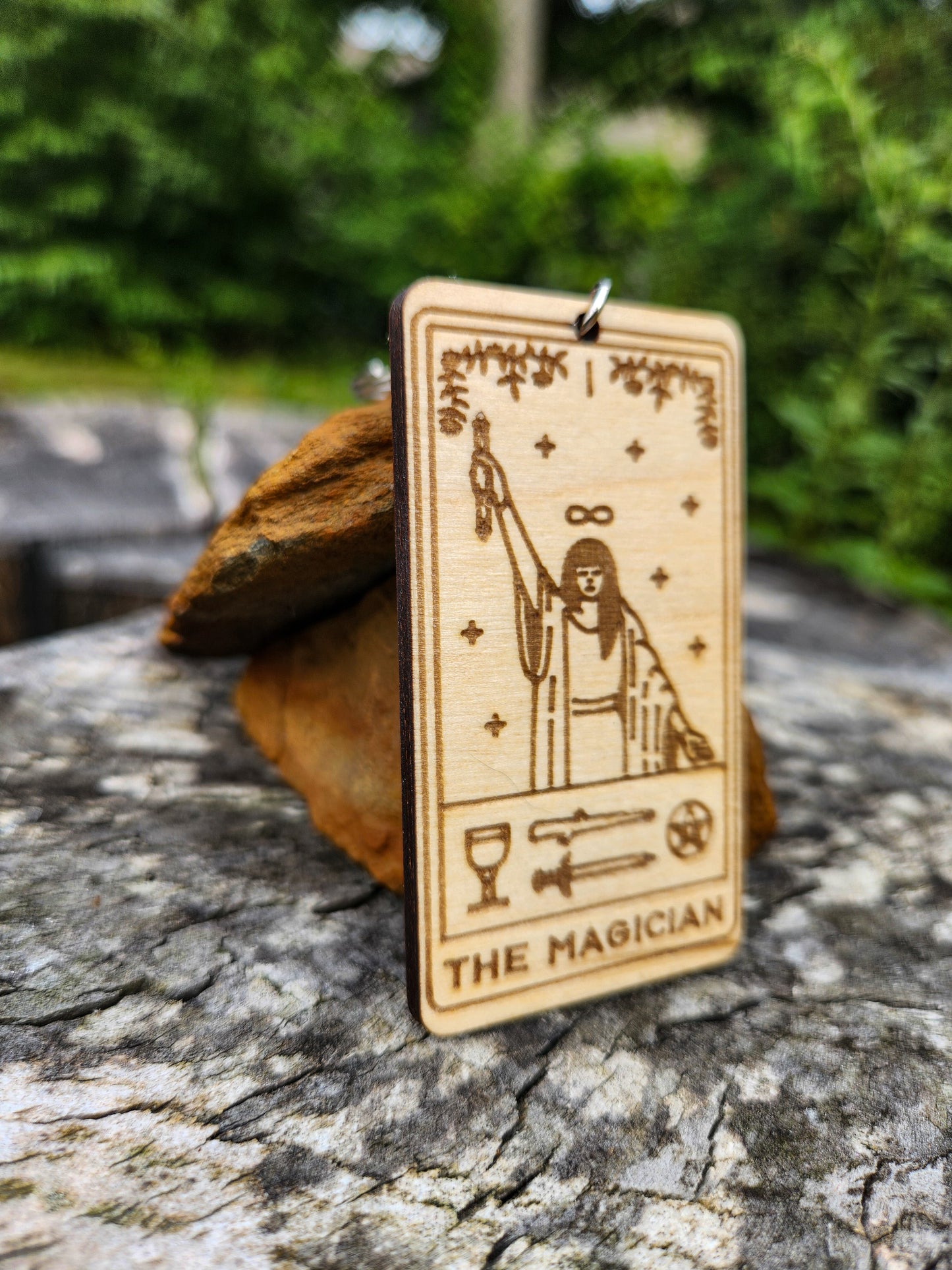 The Magician Wooden Tarot Card Keychain