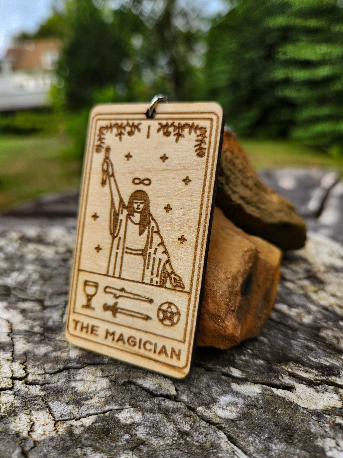 The Magician Wooden Tarot Card Keychain