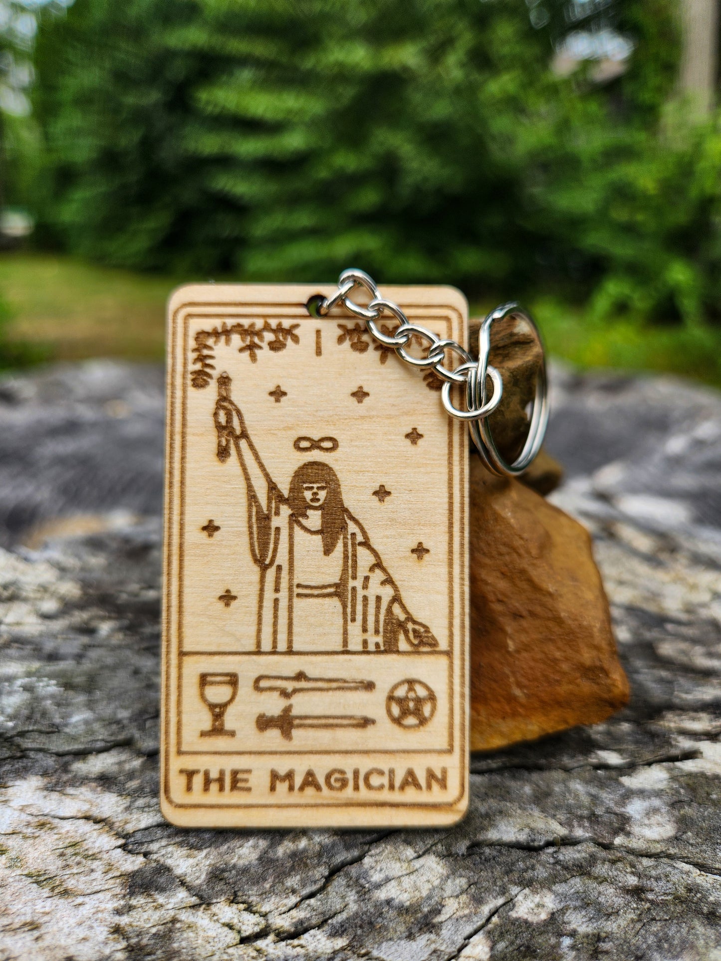 The Magician Wooden Tarot Card Keychain