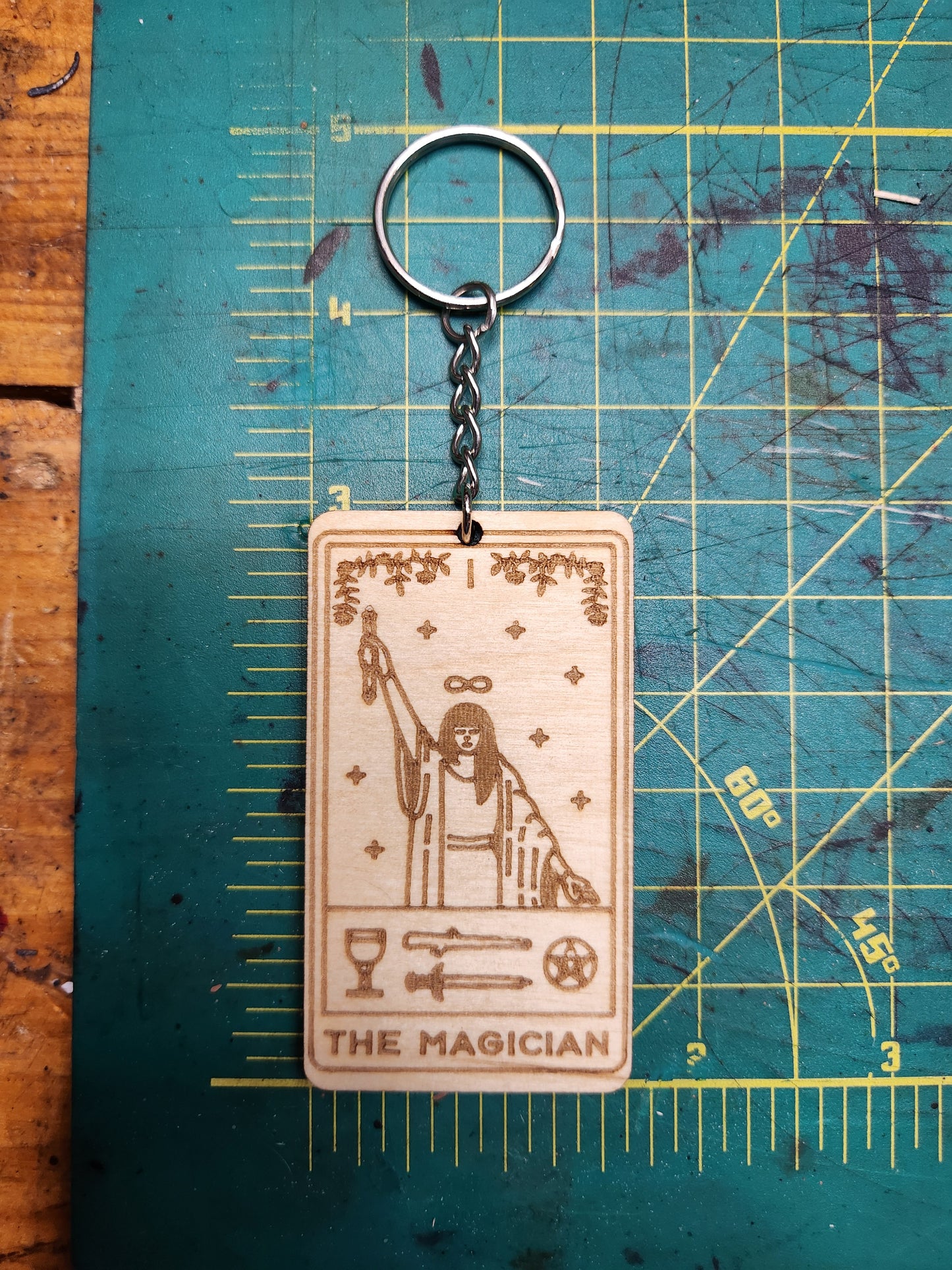 The Magician Wooden Tarot Card Keychain