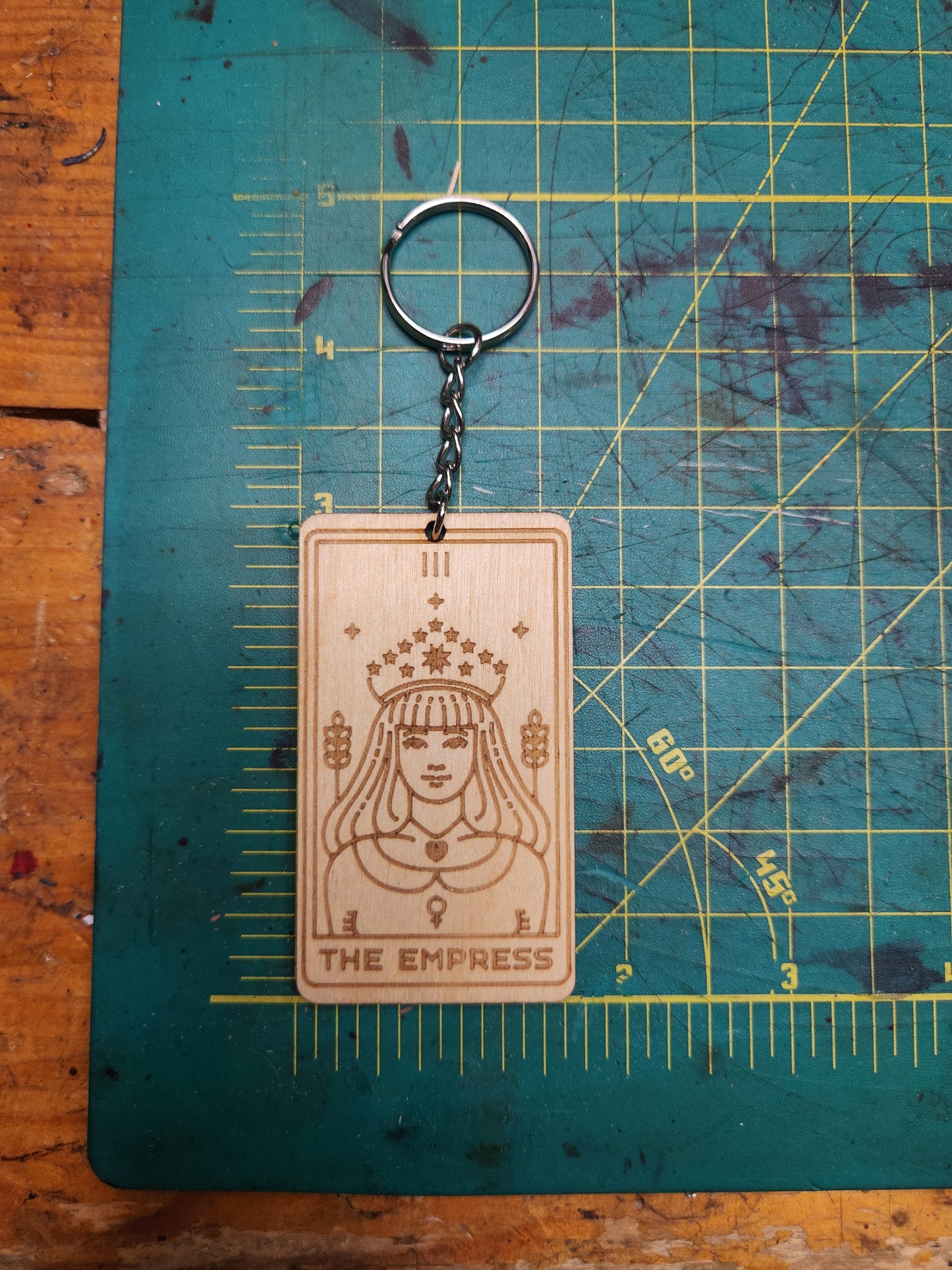 The Empress Wooden Tarot Card Keychain