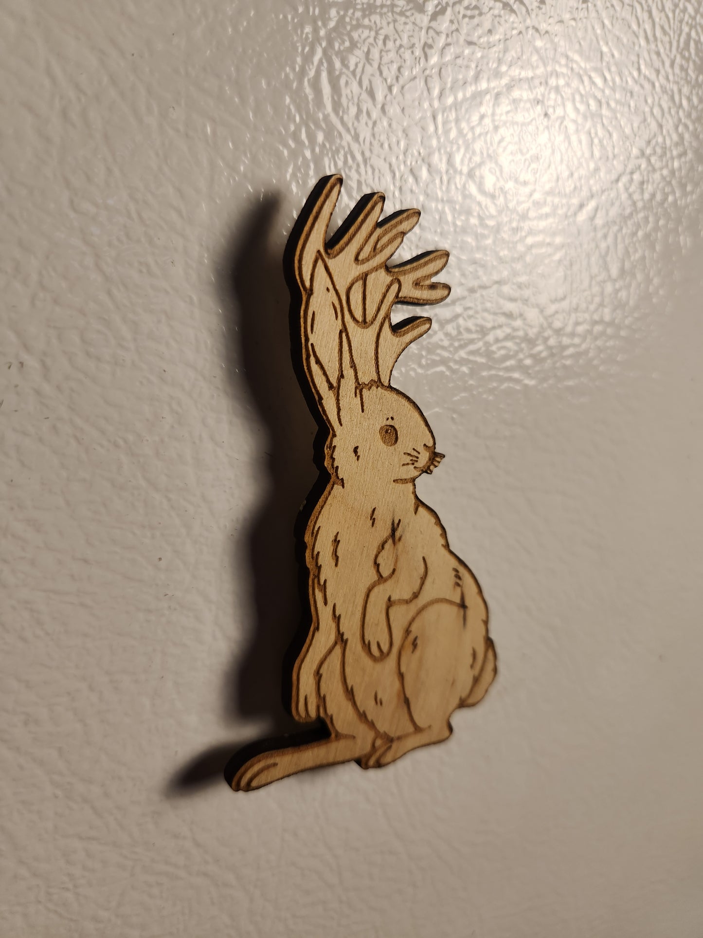 Jackalope Wood Magnet –Birch Plywood, Goblincore Fridge Decor