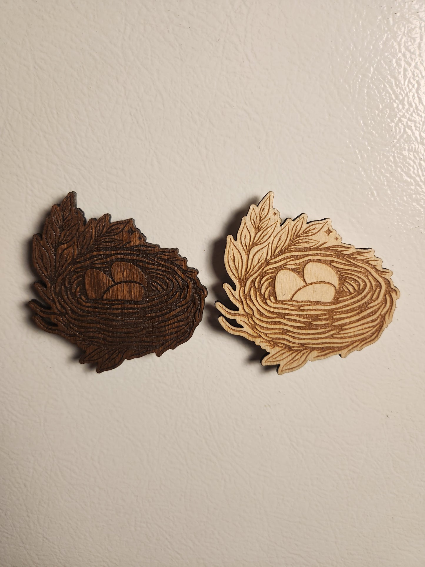 Bird Nest Magnet – Birch Plywood, Goblincore Fridge Decor