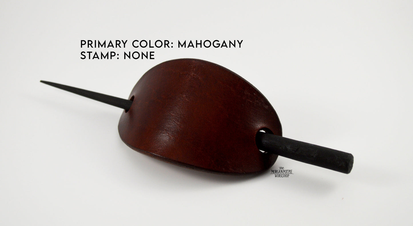 Handmade Leather Hair Barrette with Stick