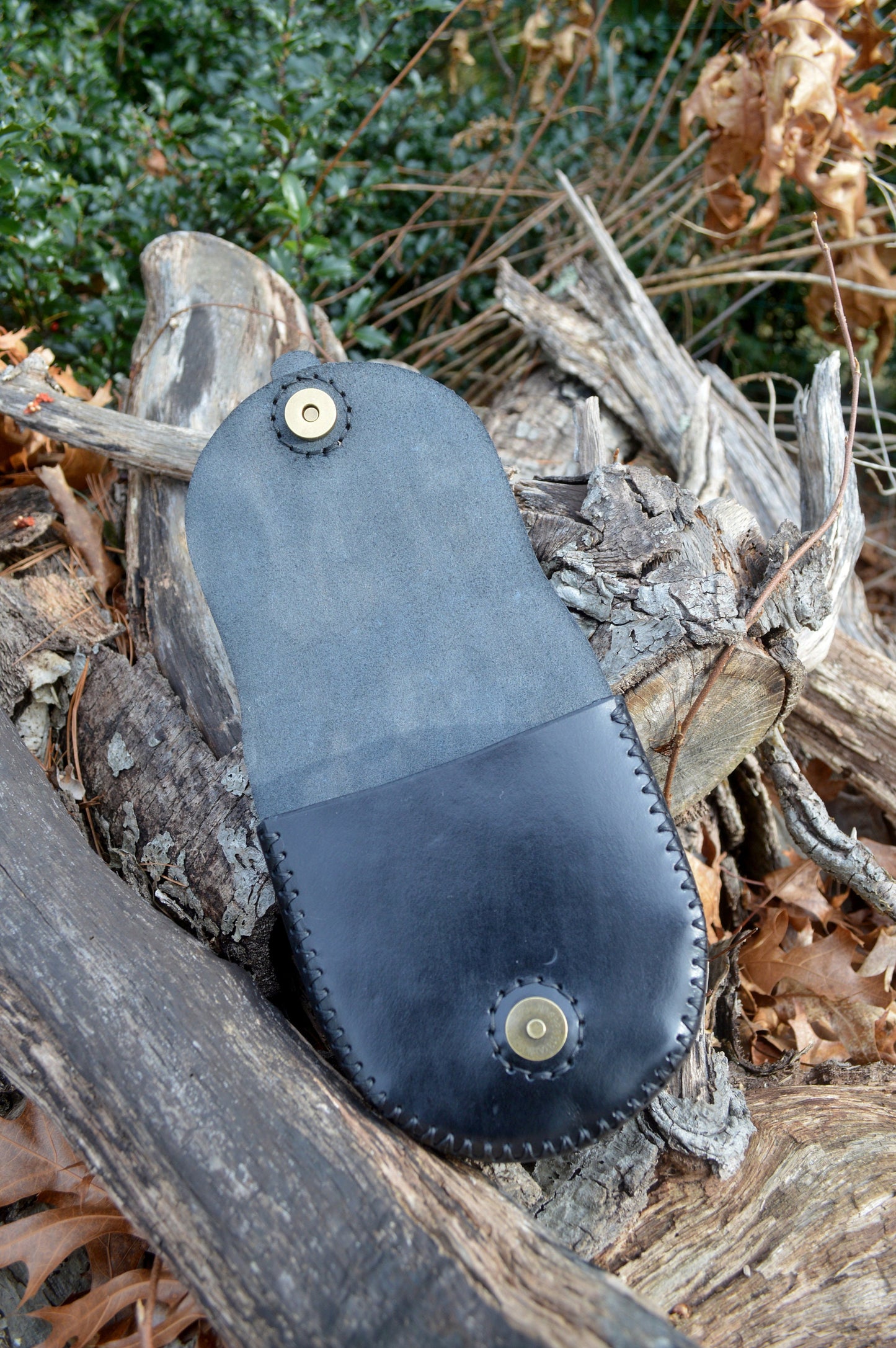 Handmade small leather Goose Belt Pouch bag with magnetic closure