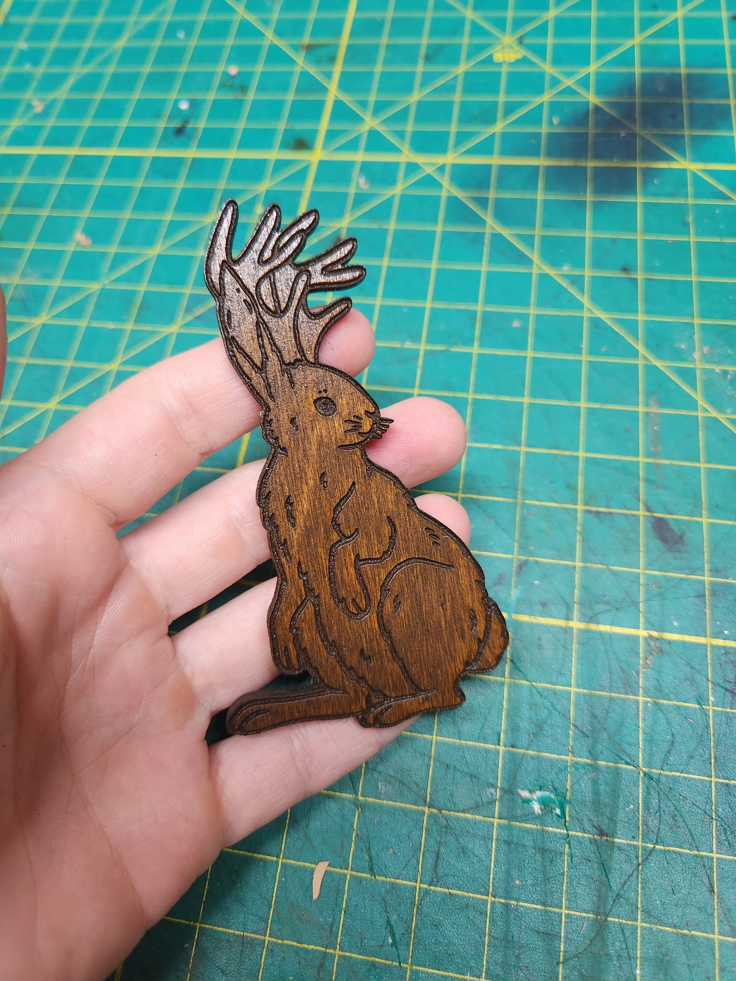 Jackalope Wood Magnet –Birch Plywood, Goblincore Fridge Decor