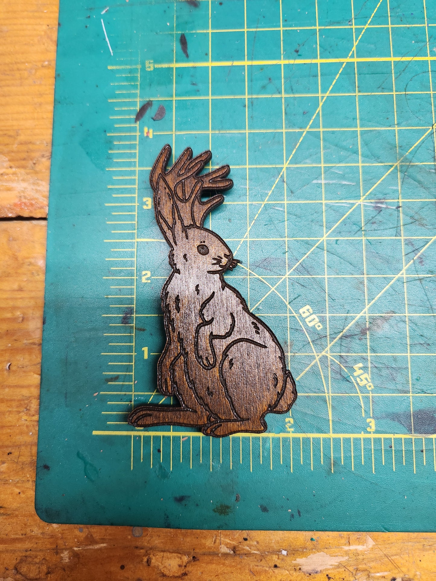 Jackalope Wood Magnet –Birch Plywood, Goblincore Fridge Decor
