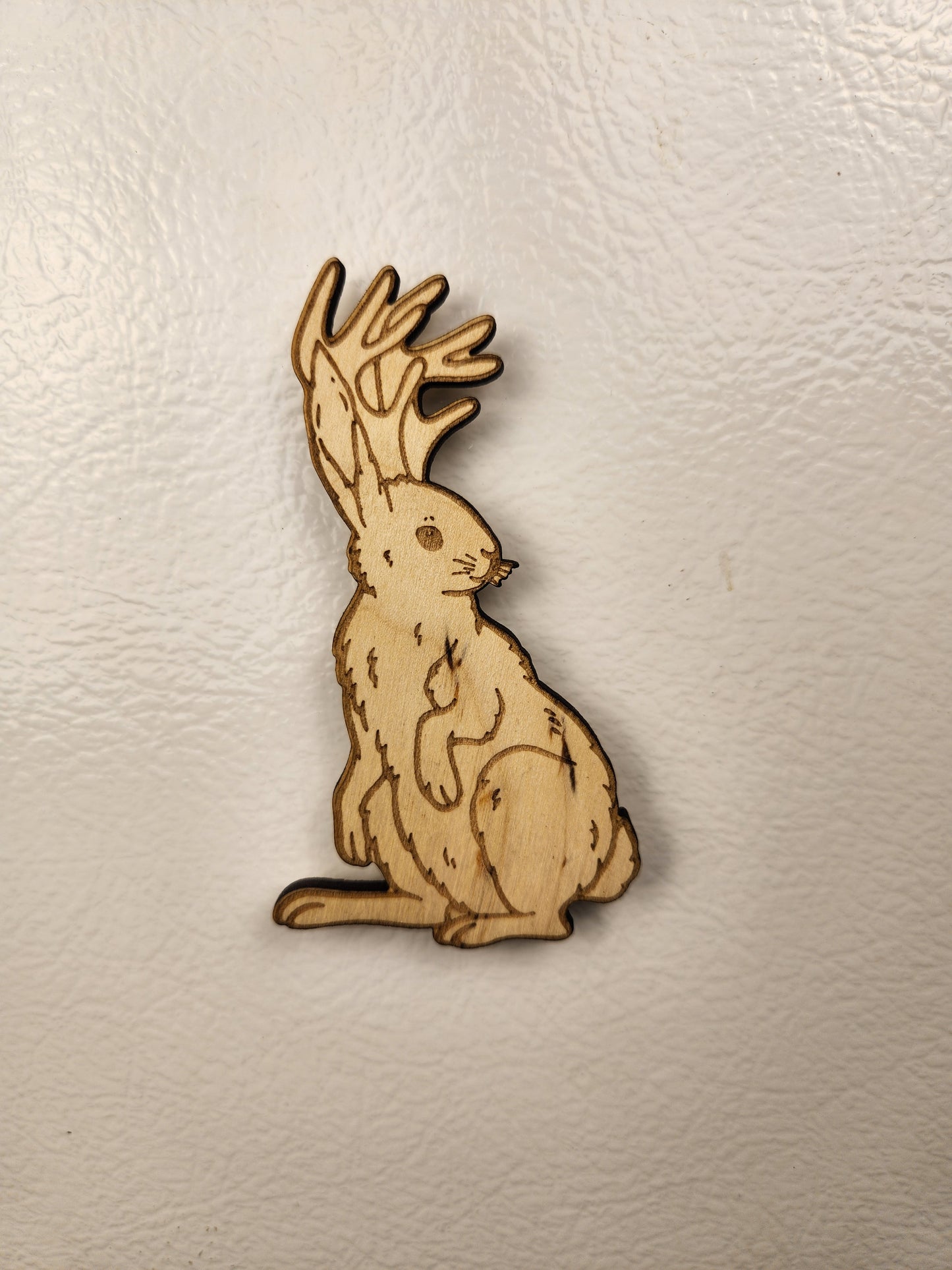 Jackalope Wood Magnet –Birch Plywood, Goblincore Fridge Decor