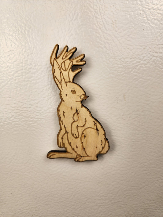 Jackalope Wood Magnet –Birch Plywood, Goblincore Fridge Decor
