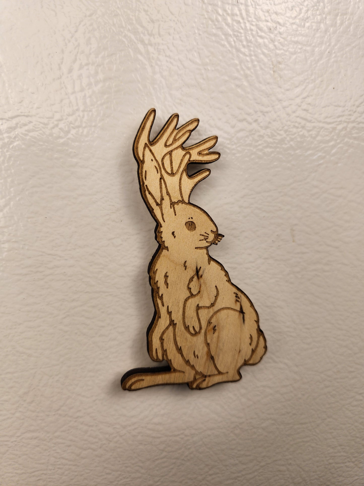 Jackalope Wood Magnet –Birch Plywood, Goblincore Fridge Decor