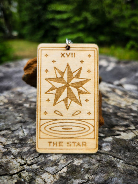 The Star Wooden Tarot Card Keychain