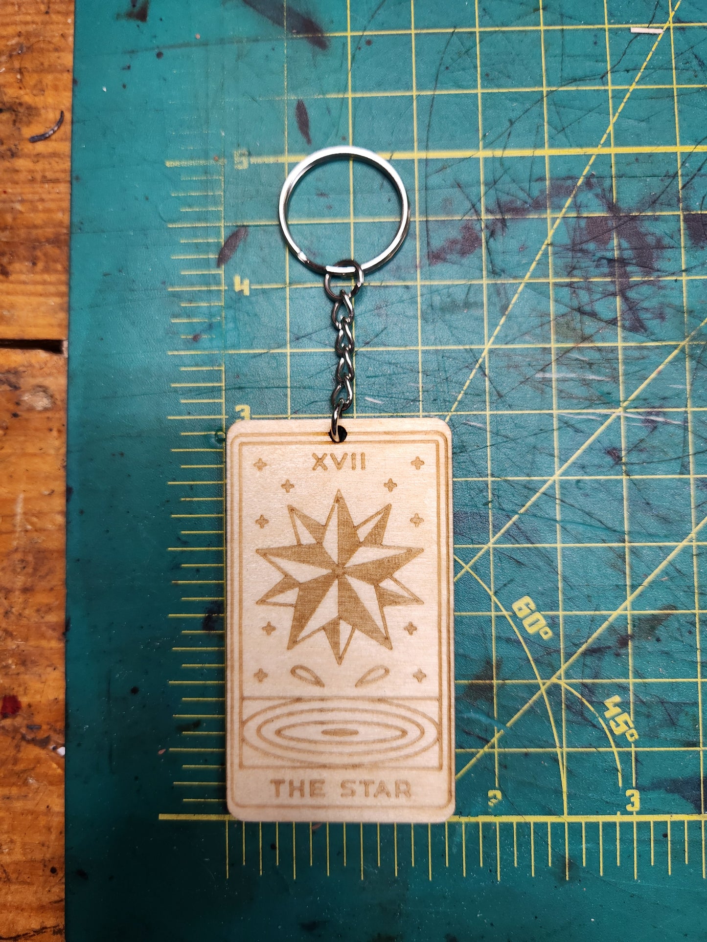 The Star Wooden Tarot Card Keychain