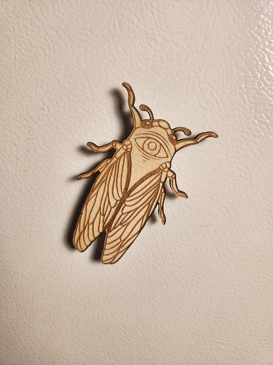 Cicada Magnet – Birch Ply, Goblincore Fridge Decor
