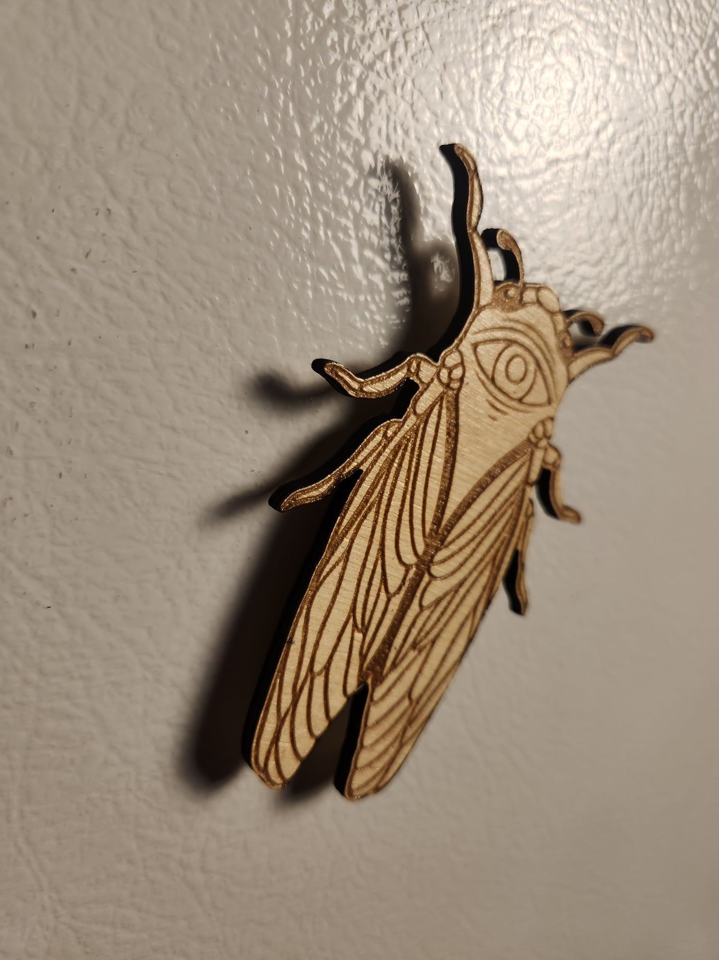 Cicada Magnet – Birch Ply, Goblincore Fridge Decor