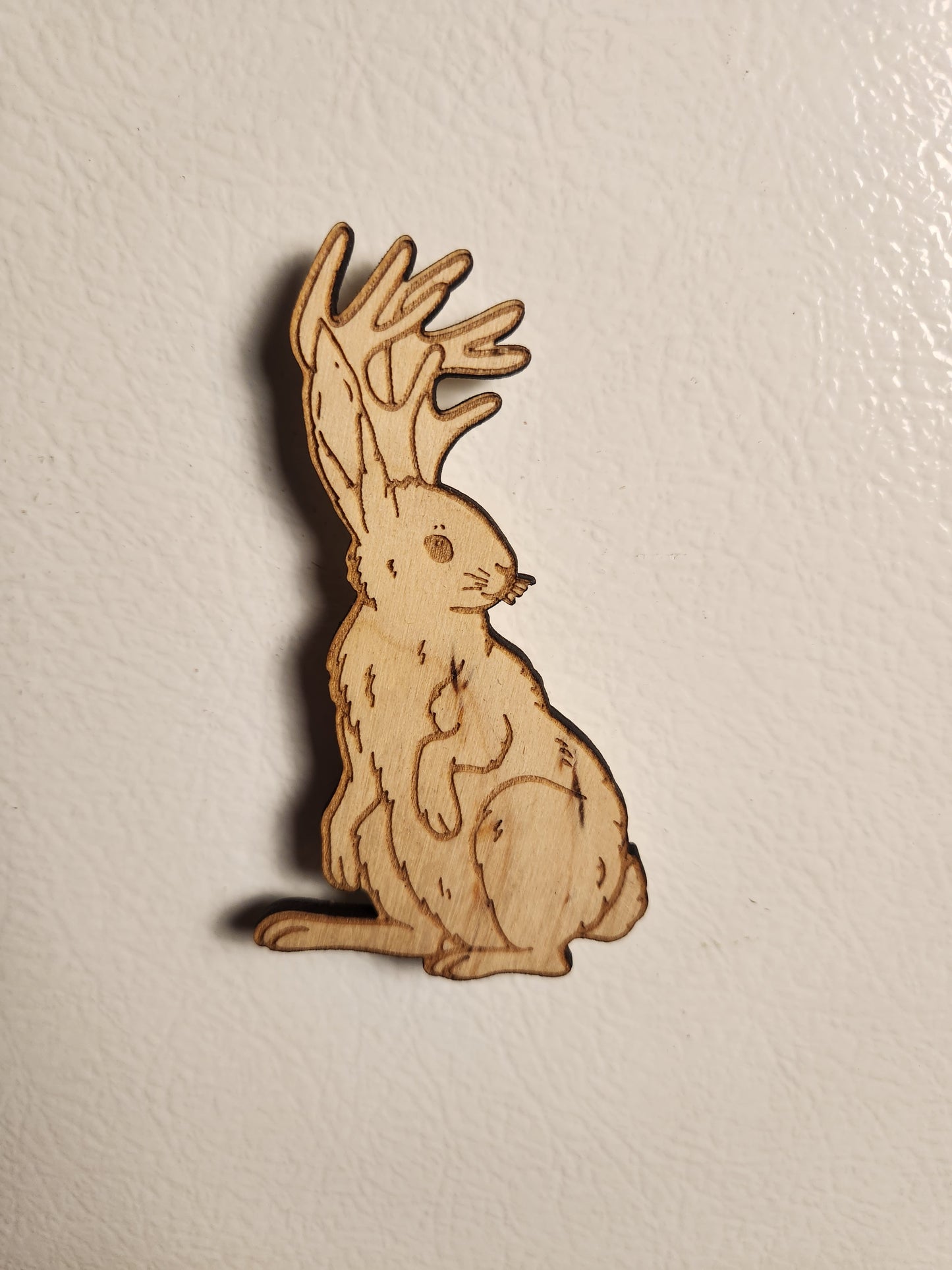 Jackalope Wood Magnet –Birch Plywood, Goblincore Fridge Decor