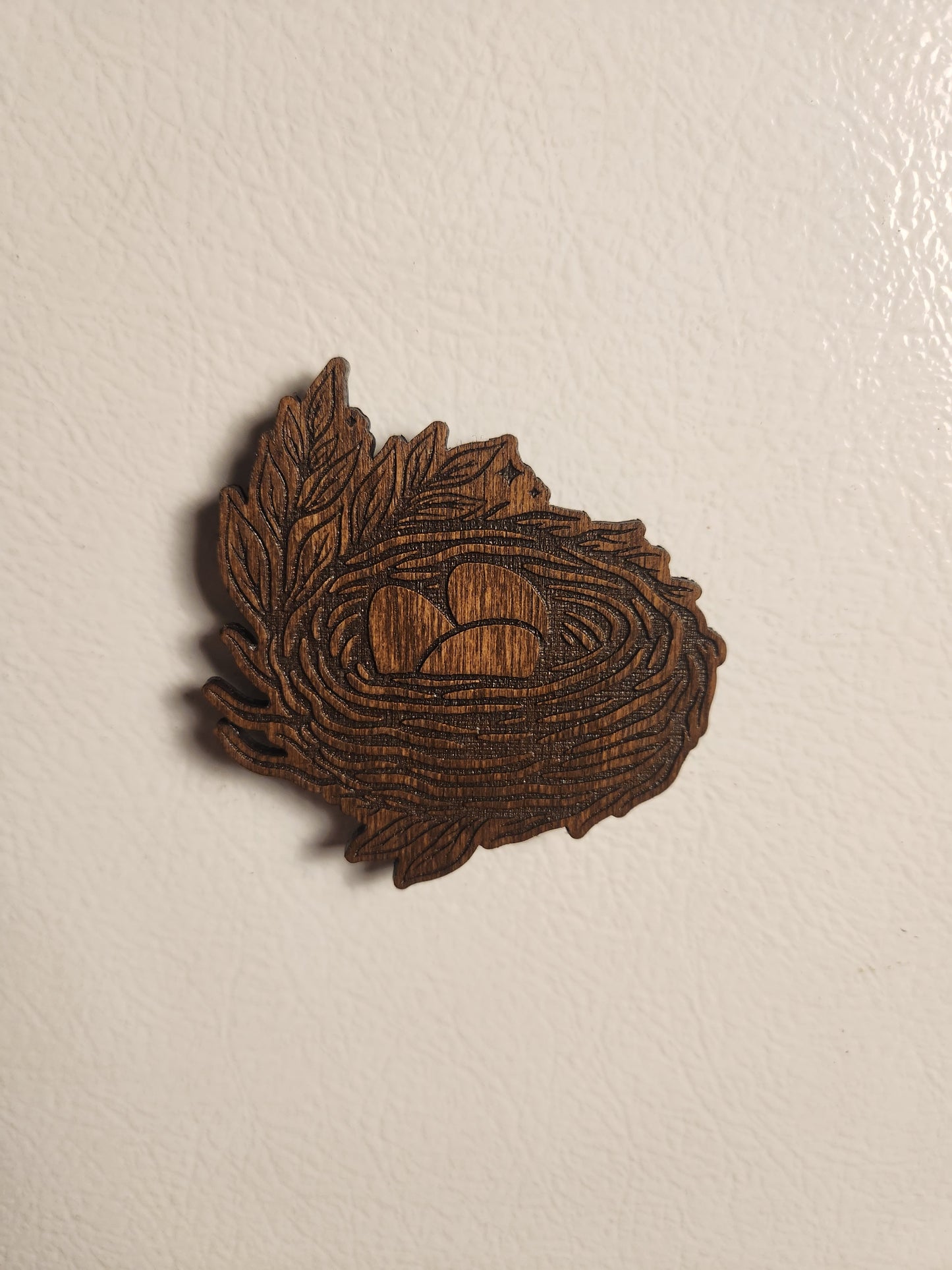 Bird Nest Magnet – Birch Plywood, Goblincore Fridge Decor