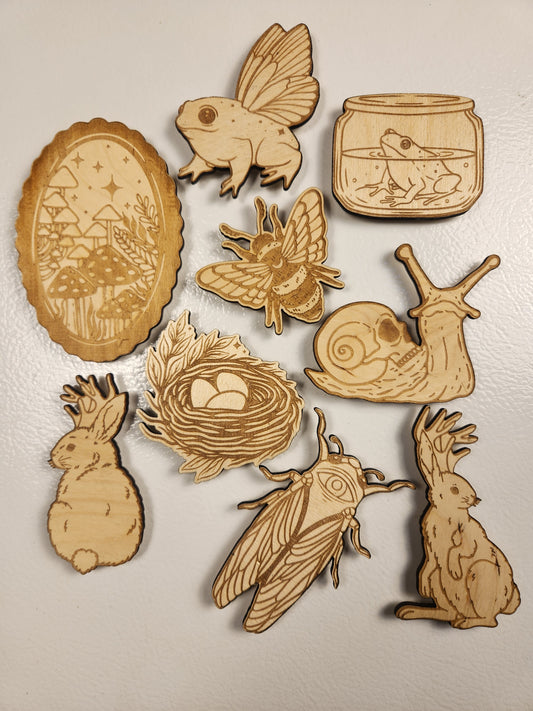 Goblincore Cottagecore Magnet Set of 9 – Birch Ply