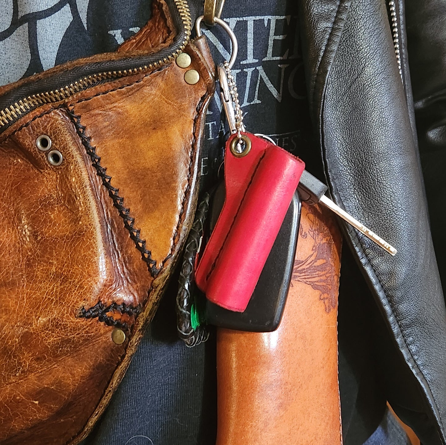 Leather Lip Balm Holder Keychain