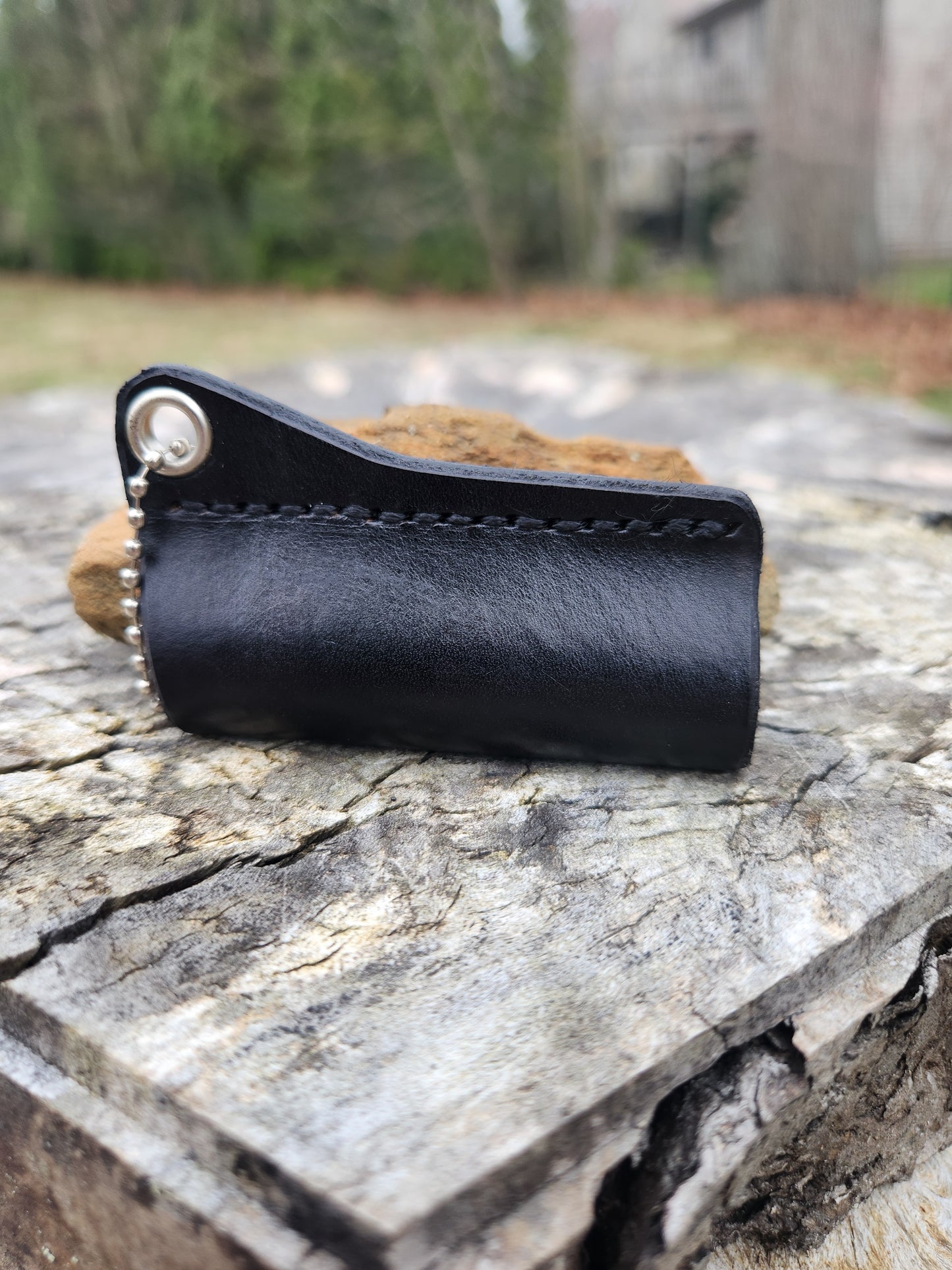 Leather Lip Balm Holder Keychain