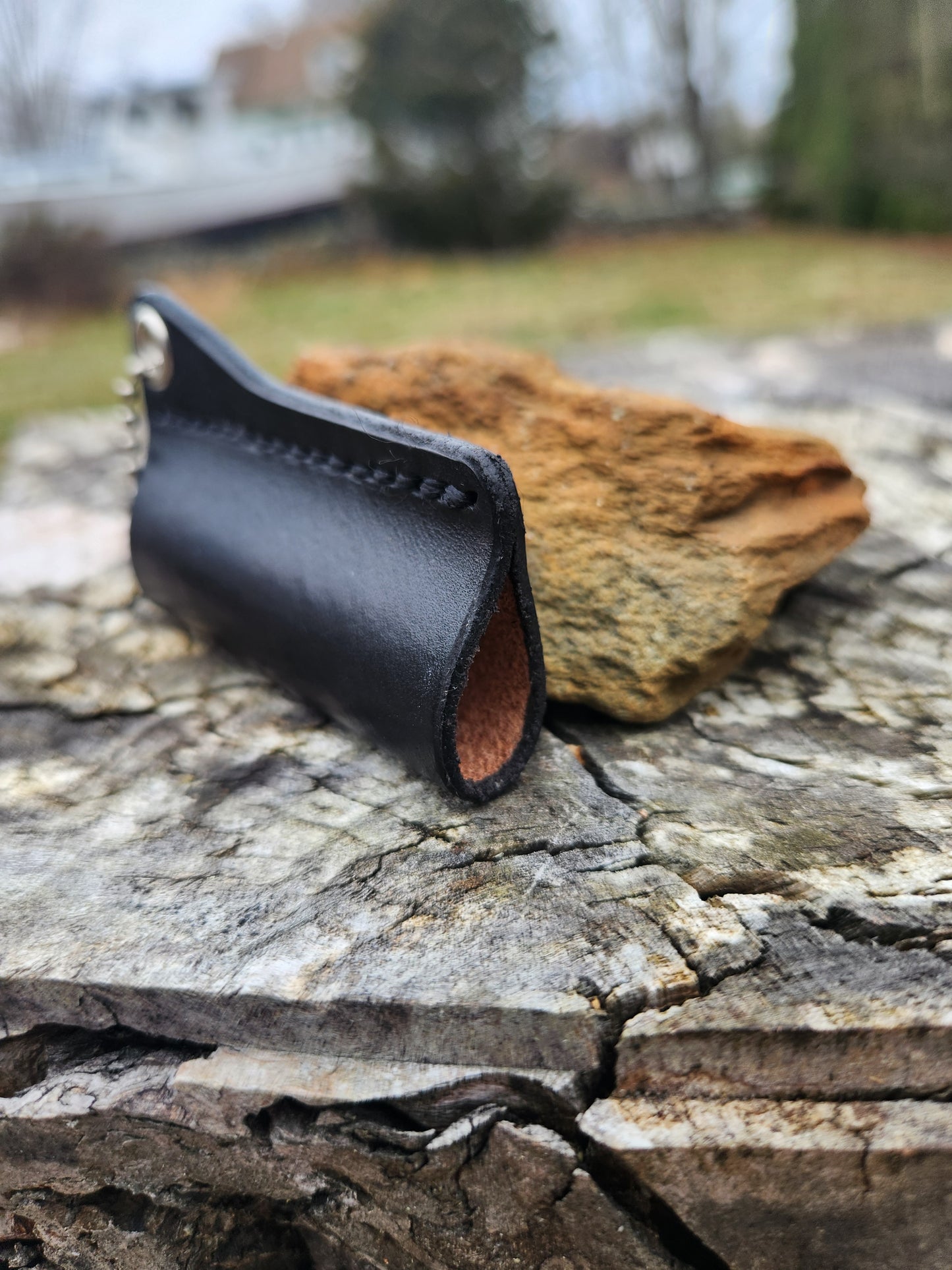 Leather Lip Balm Holder Keychain