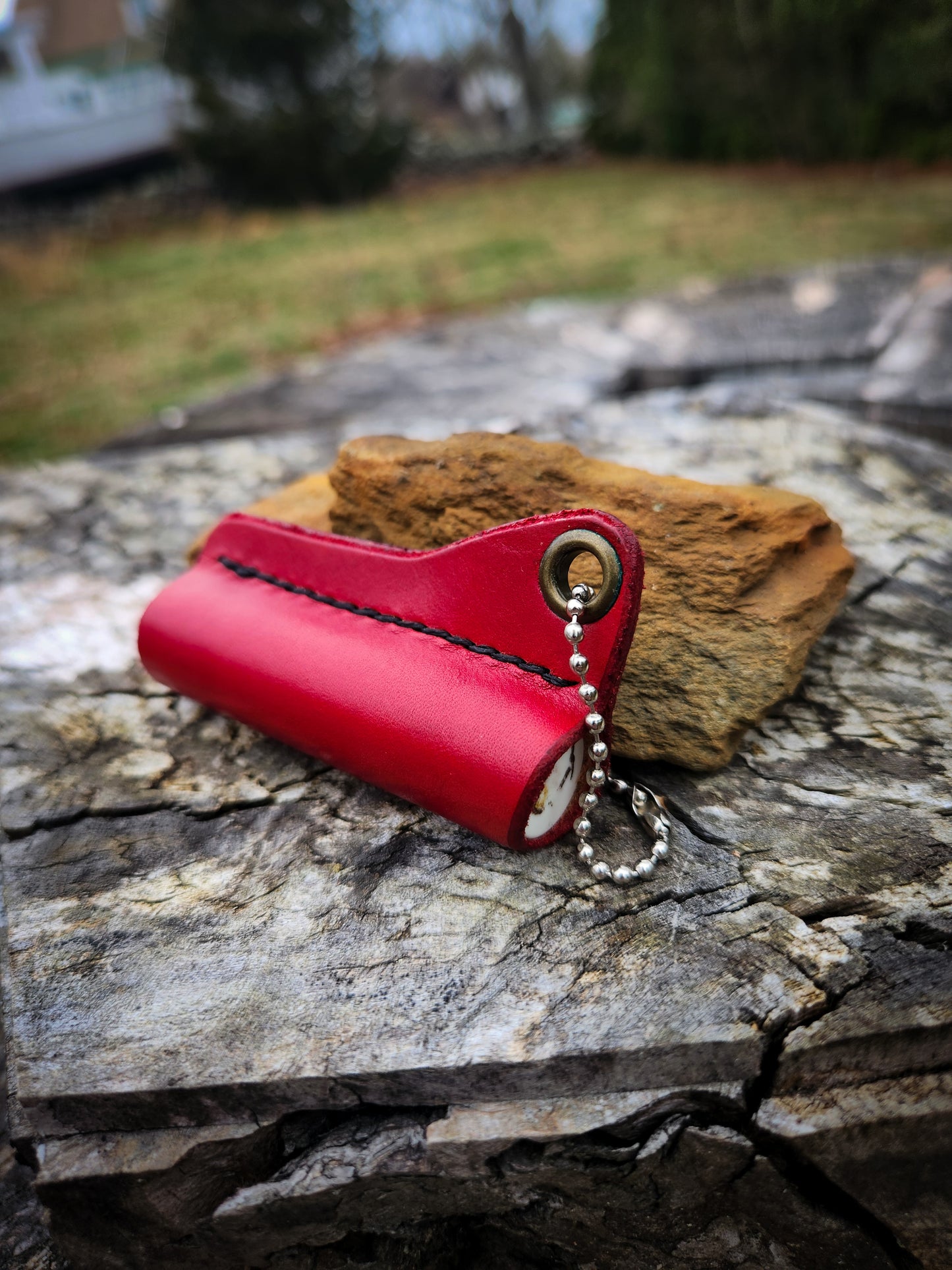 Leather Lip Balm Holder Keychain