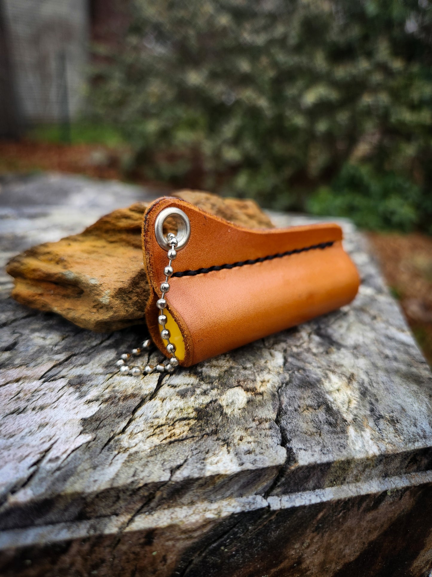 Leather Lip Balm Holder Keychain