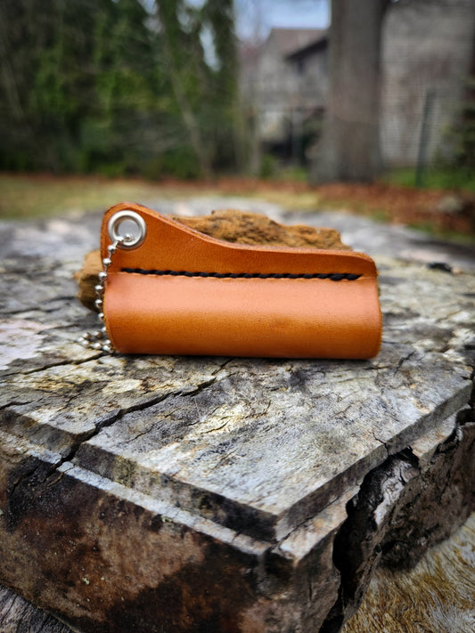 Leather Lip Balm Holder Keychain