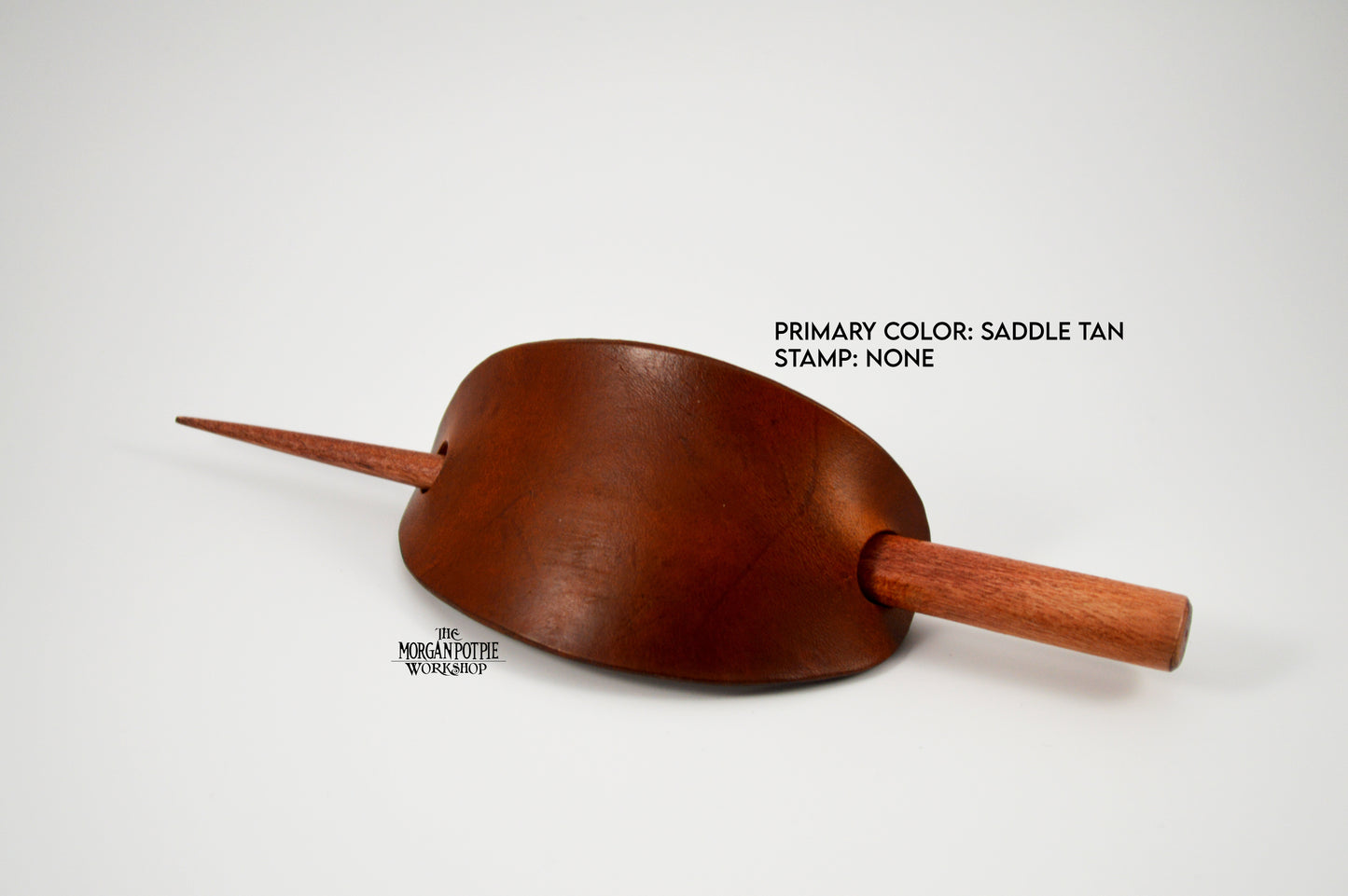 Custom Handmade Stamped Leather Hair Barrette with Stick